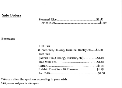 menu